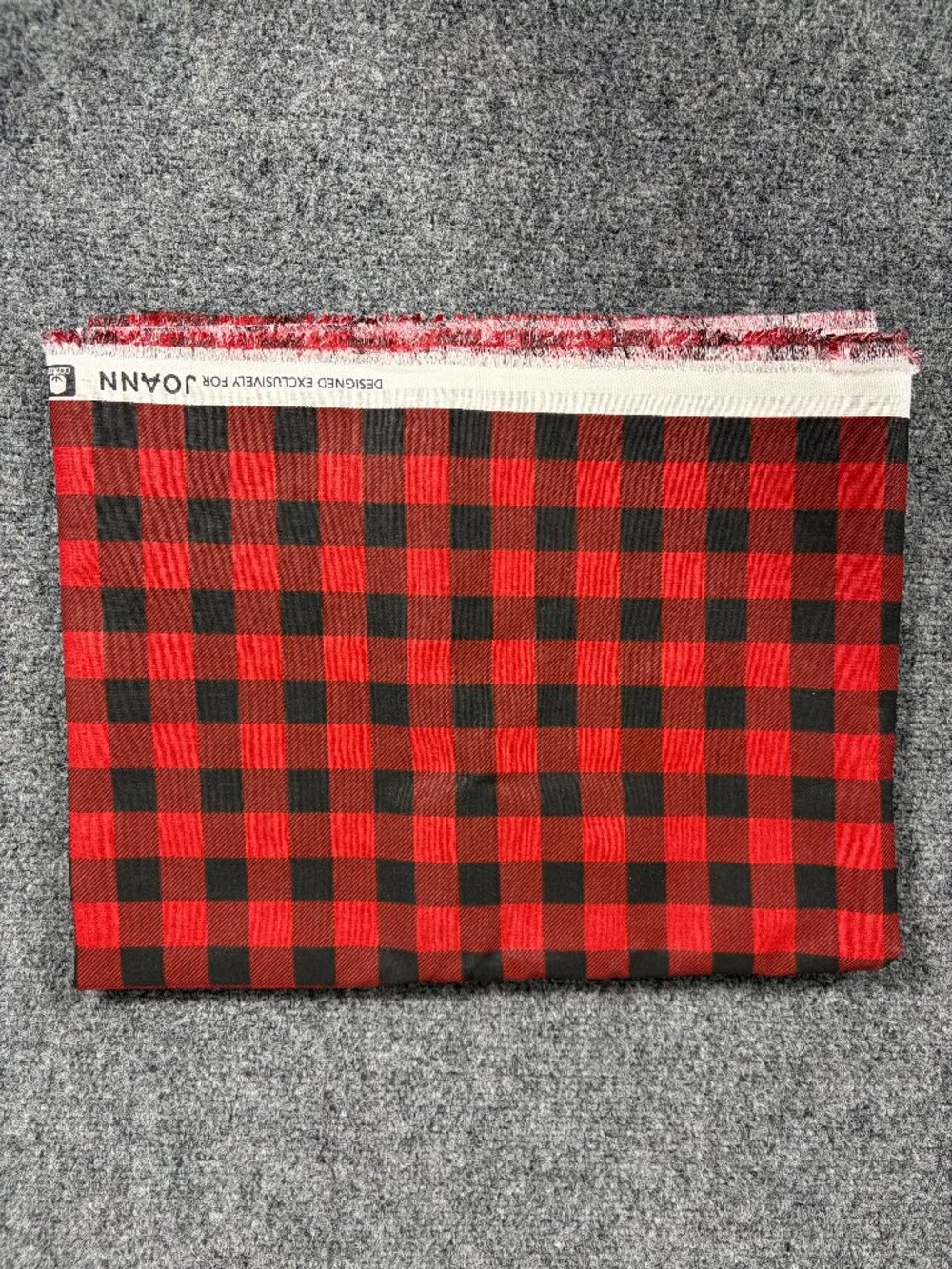 Red & Black Buffalo Check Plaid Fabric 2" Square Cotton Woven 56" X 88"